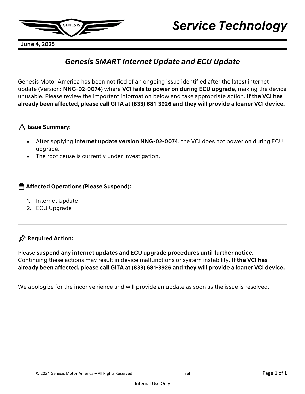 Genesis Notice June4 VCI Failure.png