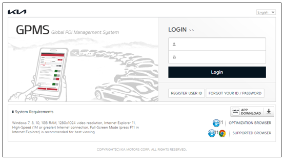 KIA GPMS Screen