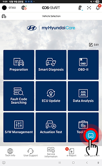 GDS Smart screen showing the blue AI Agent button after vehicle connection
