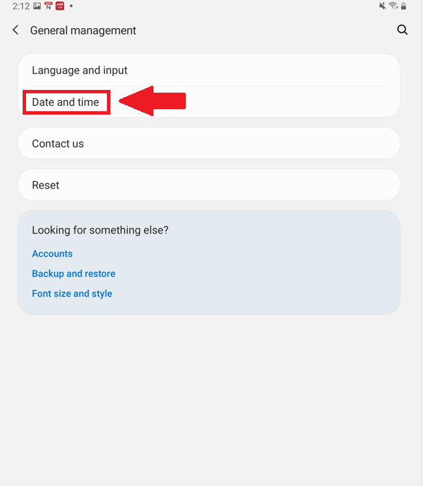 Date and time menu
