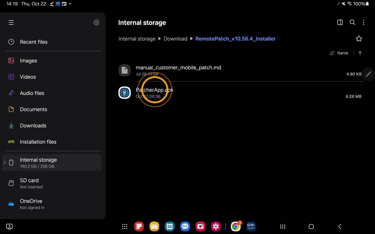 PatcherApp.apk in the extracted folder