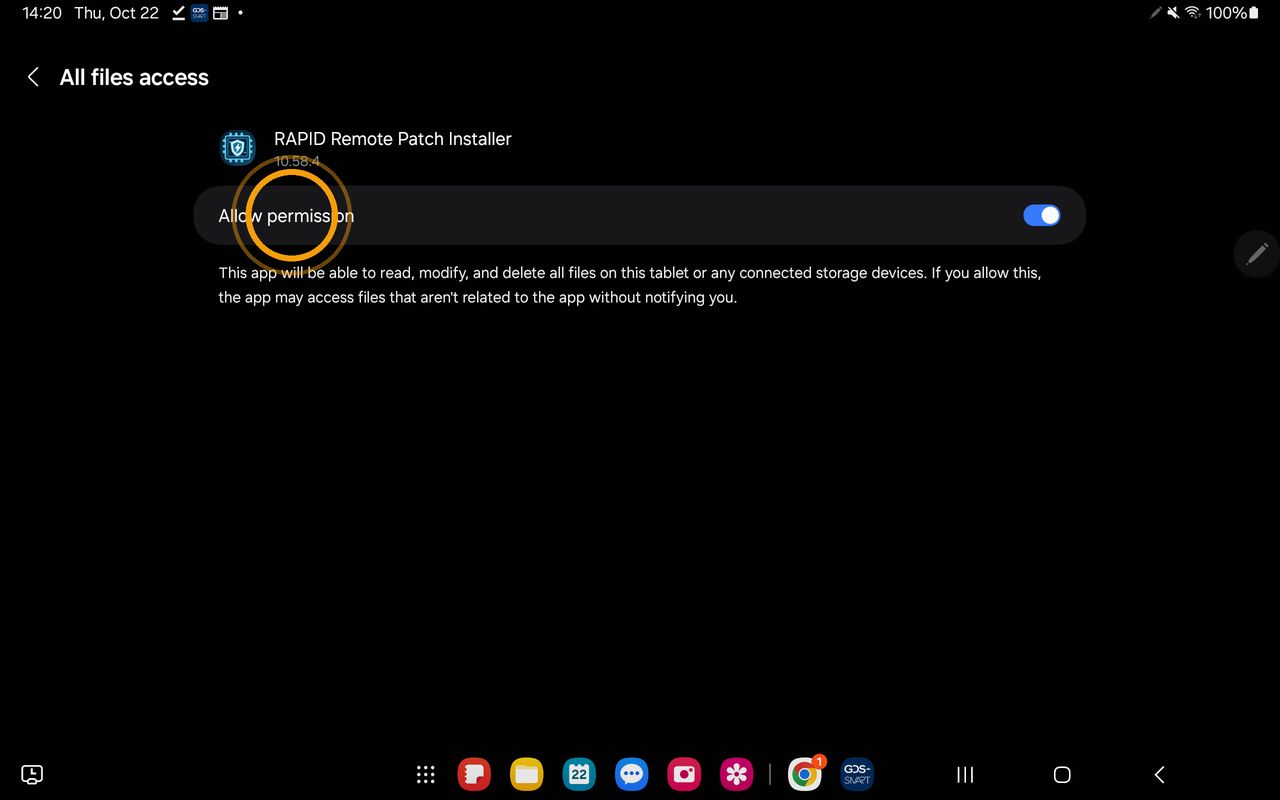 [All files access]画面で[Allow permission]がオンの状態