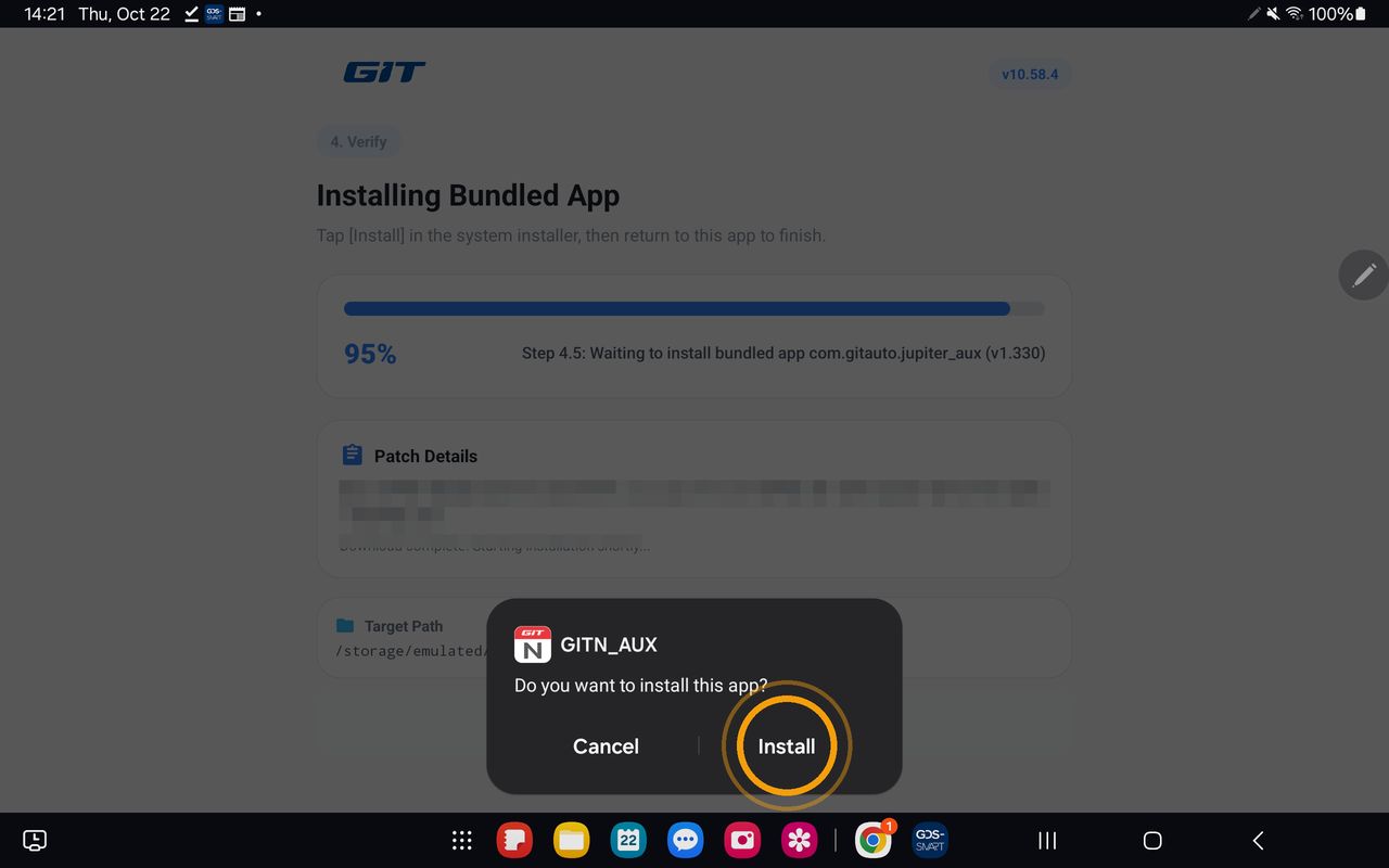[Install] button in the bundled app installation dialog